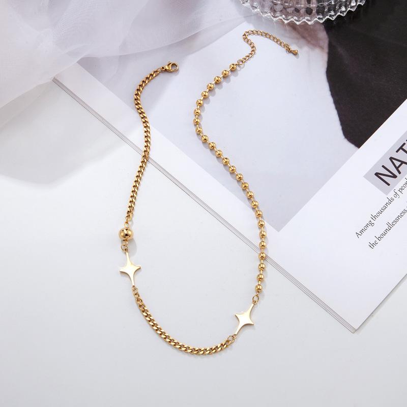 Titanium Steel Star Spliced Necklace: Non-Fading Trendy European & American Style for Women