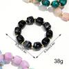 Exaggerated Geometric Beaded Acrylic Elastic Bracelets for Women Men Boho Trendy Square Beads Stack Bangle Retro Jewelry Gift