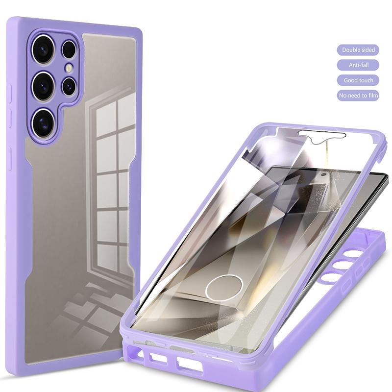 

360-градусний повний захисний чохол для Samsung Galaxy S21 FE S22 S23 Plus S24 Ultra M02 M32 M33 M52 M53 двосторонній ударостійкий чохол For Galaxy M52 5G рожевий