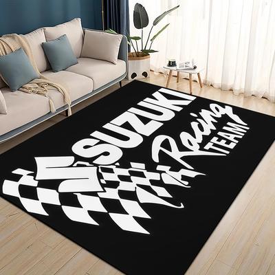 Covor 3D cu Mașină de Curse cu Logo S-SUZUKI, Covor pentru Motocicletă pentru Living, Dormitor, Decor pentru Casă, Sofă, Covoraș Antiderapant pentru Copii