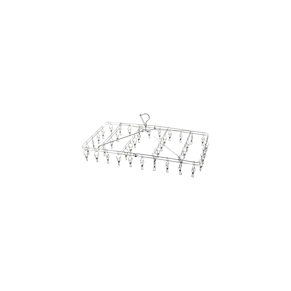 Pearl Metal Laundry Clothes Drying Hanger, 42 Clips, Folding, Stainless Steel, Metalia HB-6176