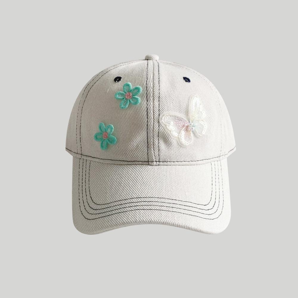 Korean Bowknot Flower Embroidery Baseball Caps Women Girl Cute Plum Outdoor Sun Visor Hats Adjustable Sports Peaked Cap