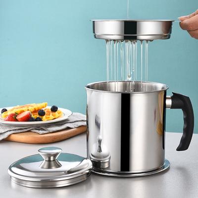 1.8L Edelstahl Ölbehälter Ölsieb Siebschale Küche Kochen Fettfilter Öl Fett