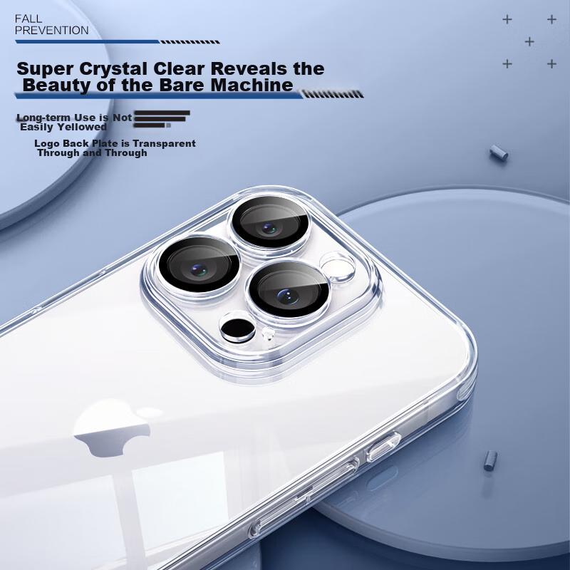Pisen Ultra-Thin Case for Apple IPhone 15 Pro, Transparent with Built-In Camera Lens Protector, Full Lens Protection, Dustproof, Soft And Wome