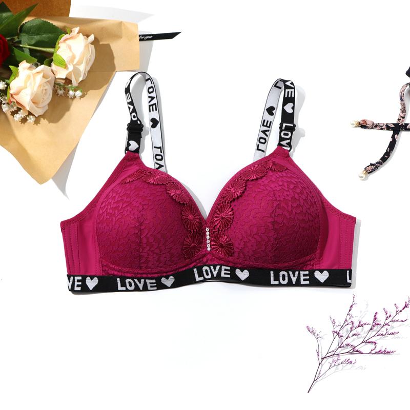 

Women Thin Plus Size Bra Sexy Romantic French Lace Brassiere Print Push Up with Wire Bras 85C-100C-28012 40/90C