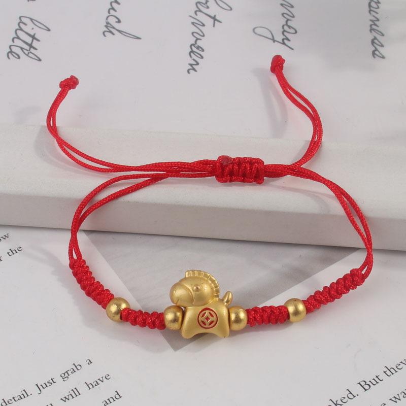 Regulowane bransoletki z zawieszkami w kształcie małego konika dla kobiet, czerwona sznurkowa bransoletka, damska biżuteria, prezenty
