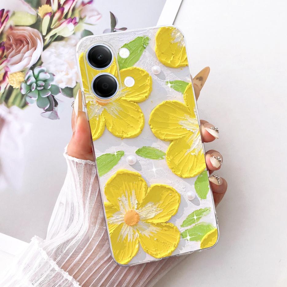 For Vivo Y05 4G Case Colorful Flowers Painted Cover Clear Silicone Soft Slim Phone Case For Vivo Y11d Y 05 VivoY05 VivoY11d Bags
