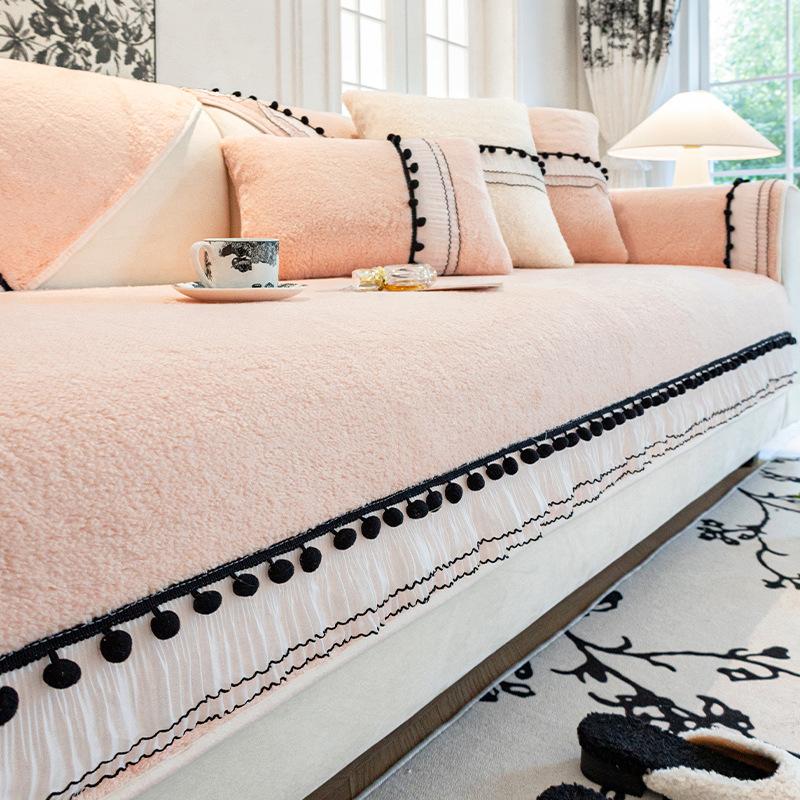Winter Thickened Cotton Velvet Sofa Cushion 2024 New Non-Slip Seat Cushions Leather Sofa Cover Plush Cover Towel