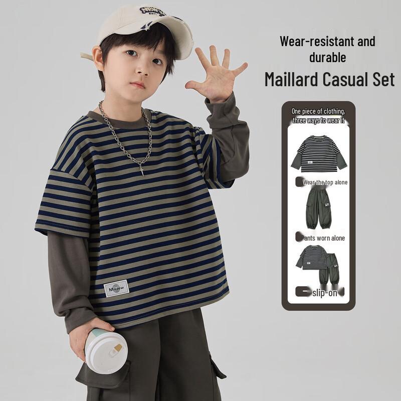 Boys  Stylish Cotton Workwear Two-Piece Set 110 cm
