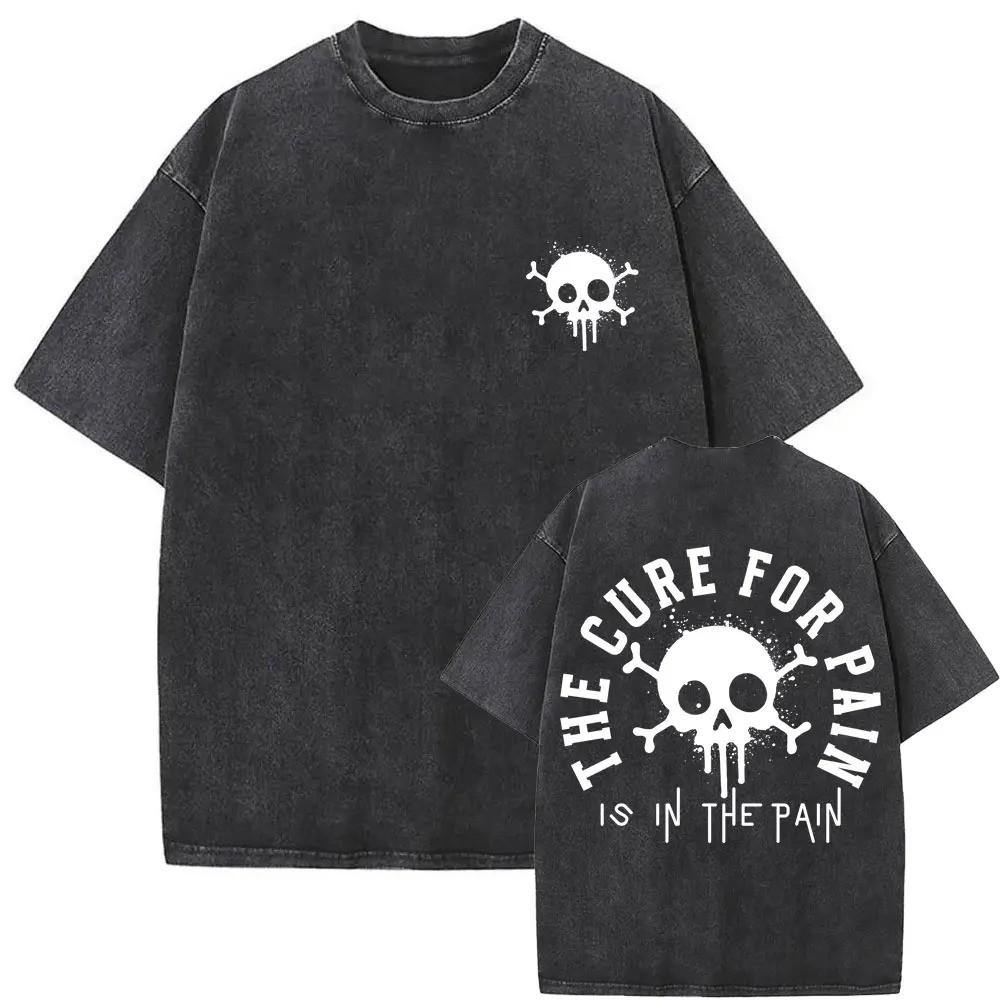 Gewaschene Vintage Mädchen, die essen Trainingsclub Skelett Fitnessstudio Pump Cover T-Shirts Herren Damen Lustig Fitness Lässig Übergroße T-Shirts