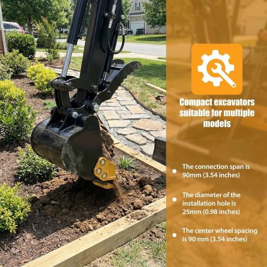 Narrow Backhoe Bucket 7.87-Inch for 0.8-1.8 Ton Mini Excavator, Manganese Steel Trenching Digging Small Excavator Attachment with Teeth, Easy