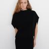 EMBRACE COLLECTION Super Fine Merino Asymmetric Neck Cape_Black