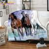 Přikrývka s koňským cvalem Zvířecí flanelové přikrývky 3D Art Decor potisk přikrývky Bílá přikrývka na přikrývku koně Rozkládací pohovky Přehoz přikrývky