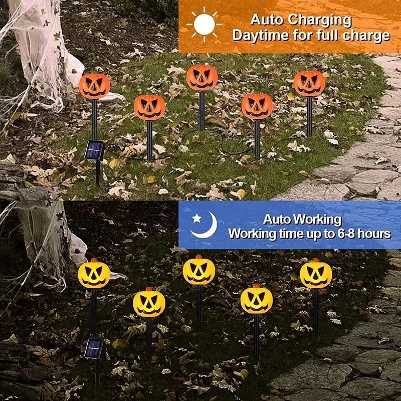 

Halloween LED Pumpkin Lantern String Ghost Insertion Ghost Festival Party Scene Decoration Horror Atmosphere Lantern String 1pcs