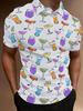 Men'S Short-Sleeve Polo Shirt with Flat Digital Print Pattern - Textured-Free - Colorful Wine Glass Design Print, Stylish And Easy Short Sleeves,