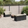 Vidaxl 6-Cz. Gartenmöbel-Set mit Kissen, Schwarzer Polyrattan