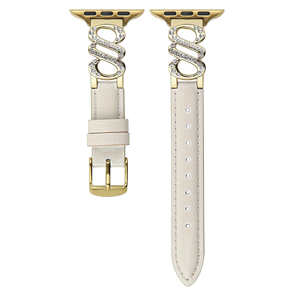 Wrist Strap for Apple Watch Series 10 Ultra 9 8 7 SE 6 5 4 3 2 1 46mm 49mm 45mm 44mm 42mm S-Shape Leather Band Rhinestone Decor
