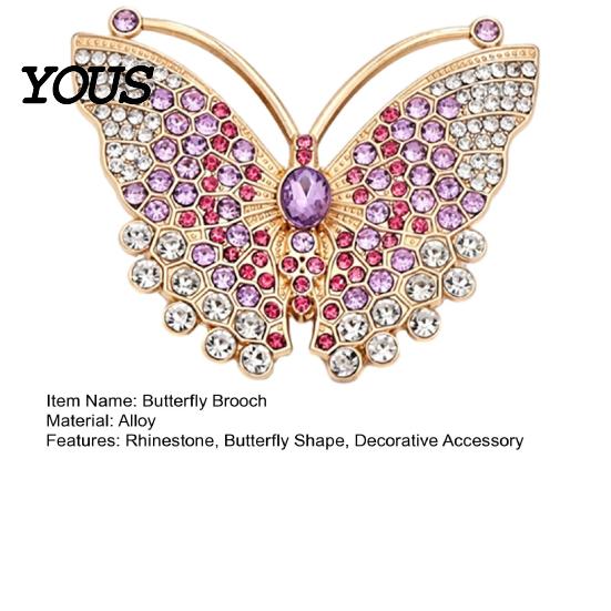 Sweater Brooch Pin Rhinestone Butterfly for Women, Vintage Insect Lapel Pin, Dainty Butterflies Decorative Accessory Clothes Scarf Shawl Dress
