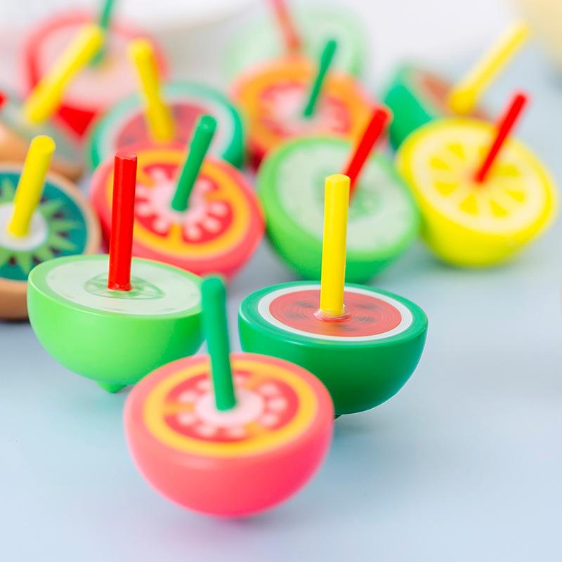 Colorful Wooden Fruit Gyro Traditional Nostalgic Children'S Cartoon Wooden Enlightenment Kindergarten Toy Wooden Gyro