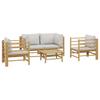 Vidaxl 5-Cz. Garden Furniture Set, Light Grey Cushions, Bamboo