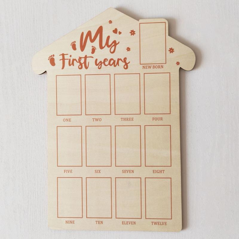 

Wooden Baby Commemorative Photo Frame,monthly Calendar,photo Display Board,milestone Photo Frame for Newborns WOOD