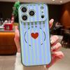 Stripe Heart Pattern Case For iPhone 17 18 Pro Max For iPhone 16 15 14 13 Pro Max Magnetic For Magsafe Skin Feel Hybrid Phone Cover
