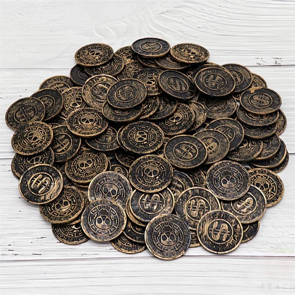 20/50/100pcs Retro Pirate Coin Party Supplies Gift Kids Favor Birthday Toys Halloween Decor Fake Treasure Plastic Game Coin