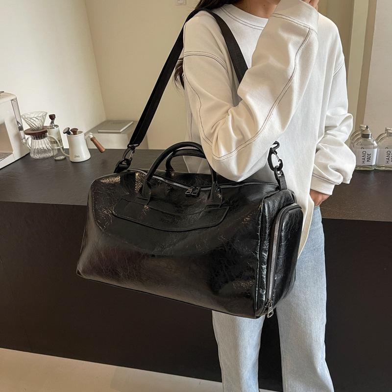 PU Waterproof Dry and Wet Separation Fitness Bag Large Capacity Men and Women's Business Trip Luggage Bag with Shoe Storage Handbag