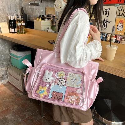 Korean Ins Large-capacity Student Class Bag Transparent Pain Bag Japanese Harajuku Vintage Girl Shoulder Messenger Bag