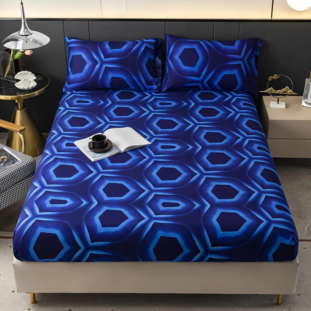 

Комплект постельного белья из полиэстера с современным геометрическим узором, 3 предмета - Мягкий, приятный к коже, простой в уходе, устойчивый к сминанию и выцветанию, подходит для размера Queen 90x200cmx25