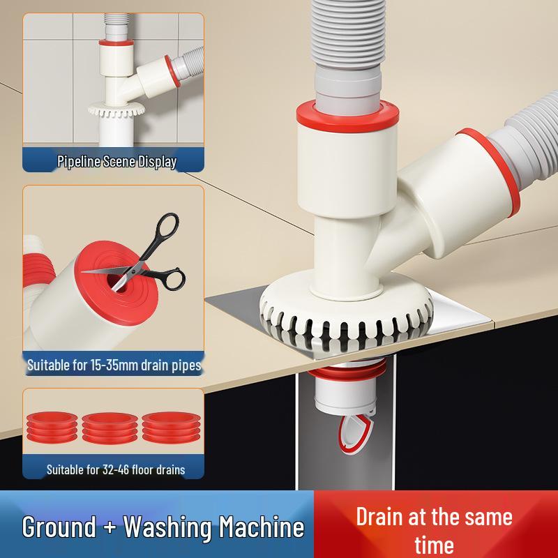 Three-Way Anti-Odor Drain Pipe Connector for Washing Machines