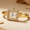 Minimalist Bangle Watch for Women Square Dial Analog Quartz Wristwatch Dress Clock