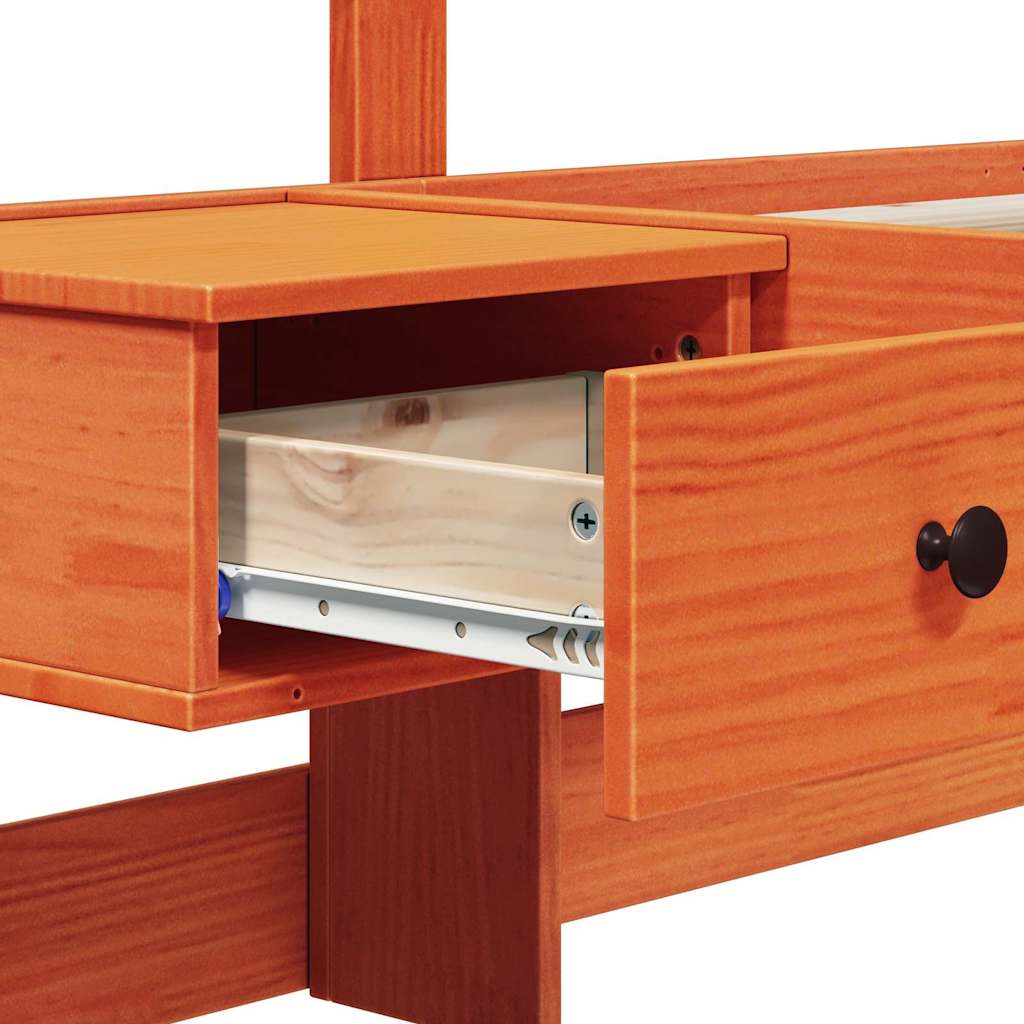 Bed Frame with Headboard Brown 120 x 190 cm Solid Pine Wood