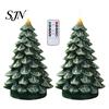 Snow Texture Candles Christmas Tree Candles, Flameless LED Flickering Wax with Remote Control, Led Flame Battery Operated Realistic Pine Decor