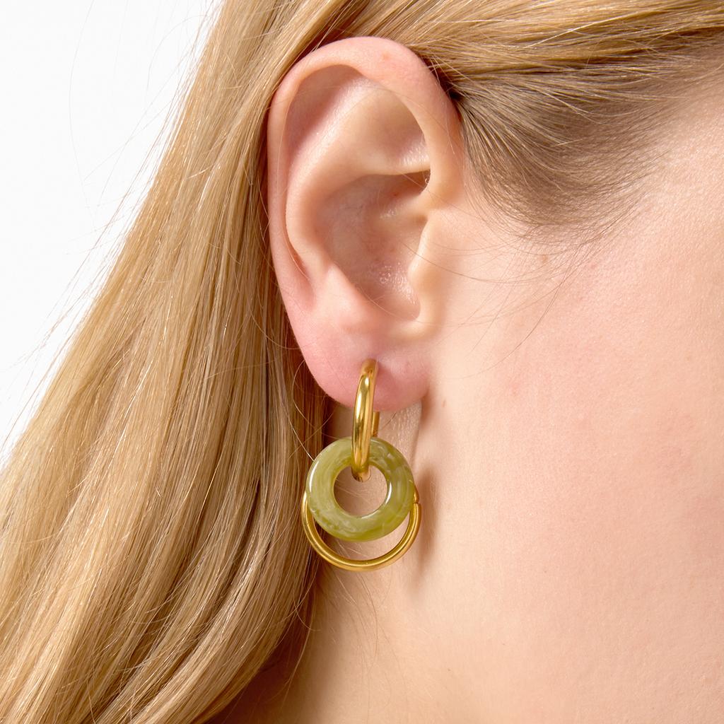 Youthway Hollow Resin Drop Earrings For Women Minimalist  Gold Plated Stainless Steel Earrings Simple Fashion Jewelry Gift
