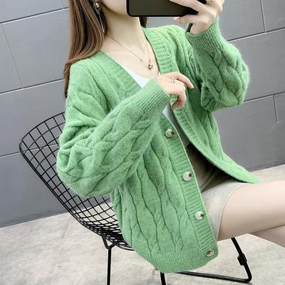 Women's Knitted Cardigan Sweater Loose Fashion New Autumn And Winter Western Style Casual Jacket Coat Women