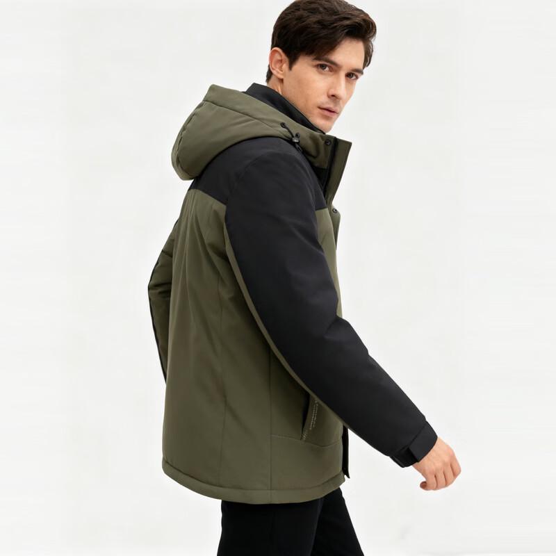 Yuzhaolin Men's Color Block Padded Jacket with Detachable Hood