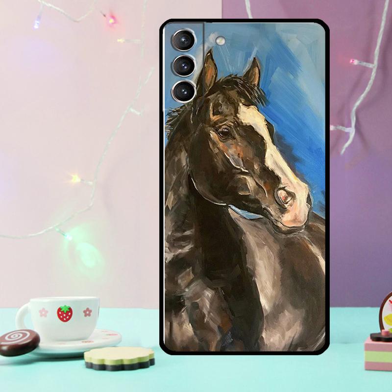 Horse Painted Art Phone Case For Samsung Galaxy S24 S25 Ultra S21 S22 S23 Ultra S9 S10 S20 Plus S25 FE Cover