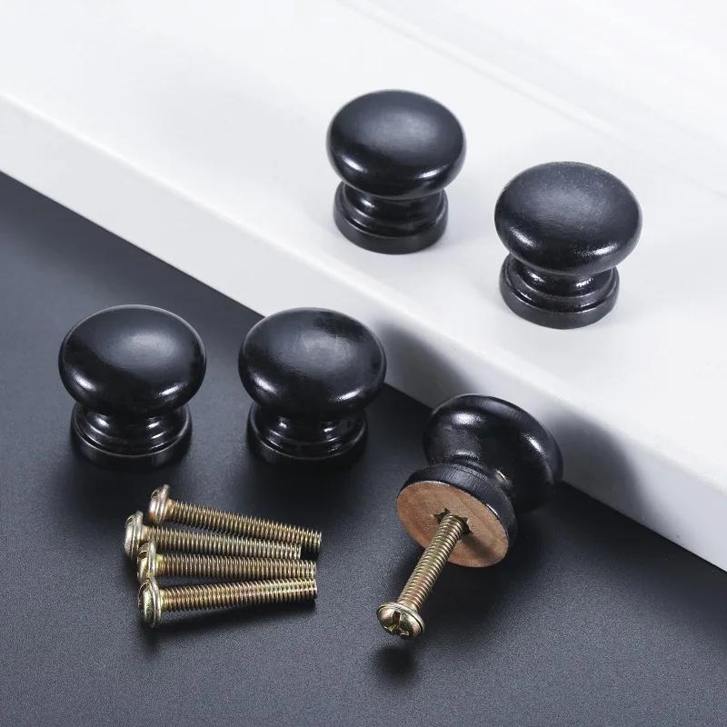 5Pcs Wood Cabinet Mini Pull Knob Round Handles Drawer Knobs for Dresser Wardrobe Door Furniture Hardware Home Decor with Screws