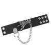 Punk Totenkopf Skelett Armband Ketten Stacheln Nieten Nietenbreites Manschetten PU-Leder Gothic Rock Unisex Armband Armreif Herrenschmuck