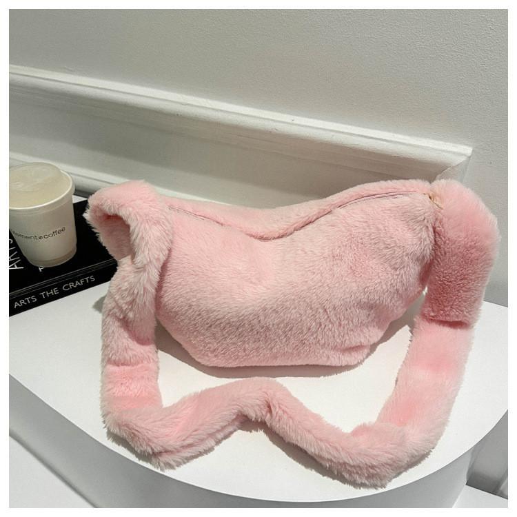 Adorable Plush Tote Bag For Women Soft And Chic In Black White Khaki Pink