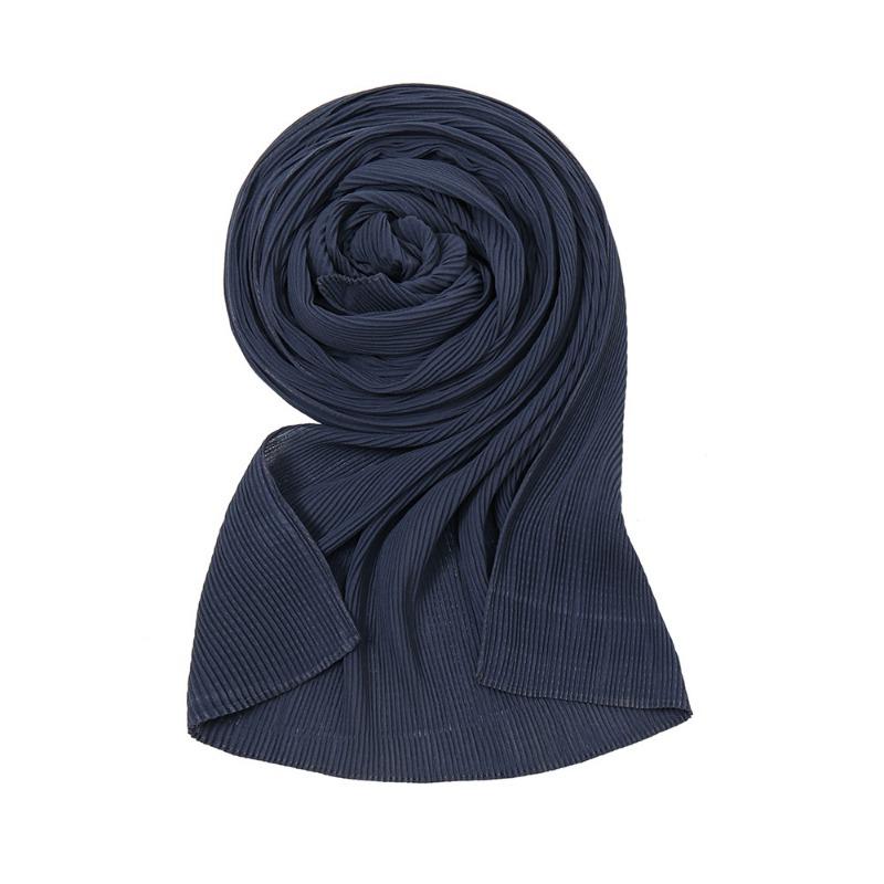 Pearl chiffon pleated monochrome scarf female solid color toothpick crushed headscarf toothpick pleated
