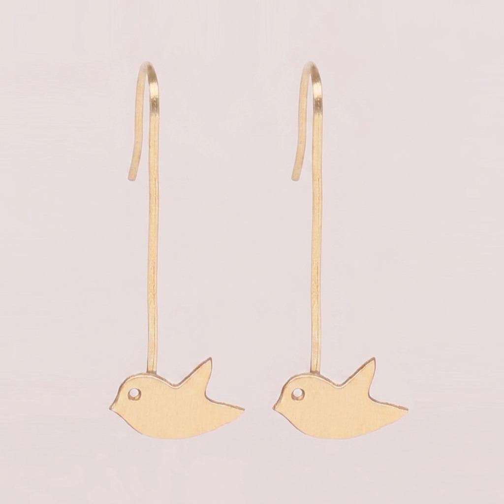 Alma Songbird Handmade Brass Earrings