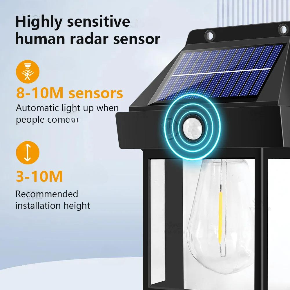 2000LM Solar Outdoor Lights Smart Sensor Wall Lamp Balcony Garden Decoration Outdoor Mood Light Solar Night Decorative Lamp
