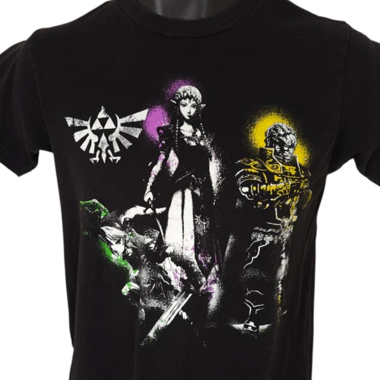 Legend Of Zelda 100% Cotton T-shirt Mens Tees Top Mens Size Small Black Twilight Princess Nintendo Game S