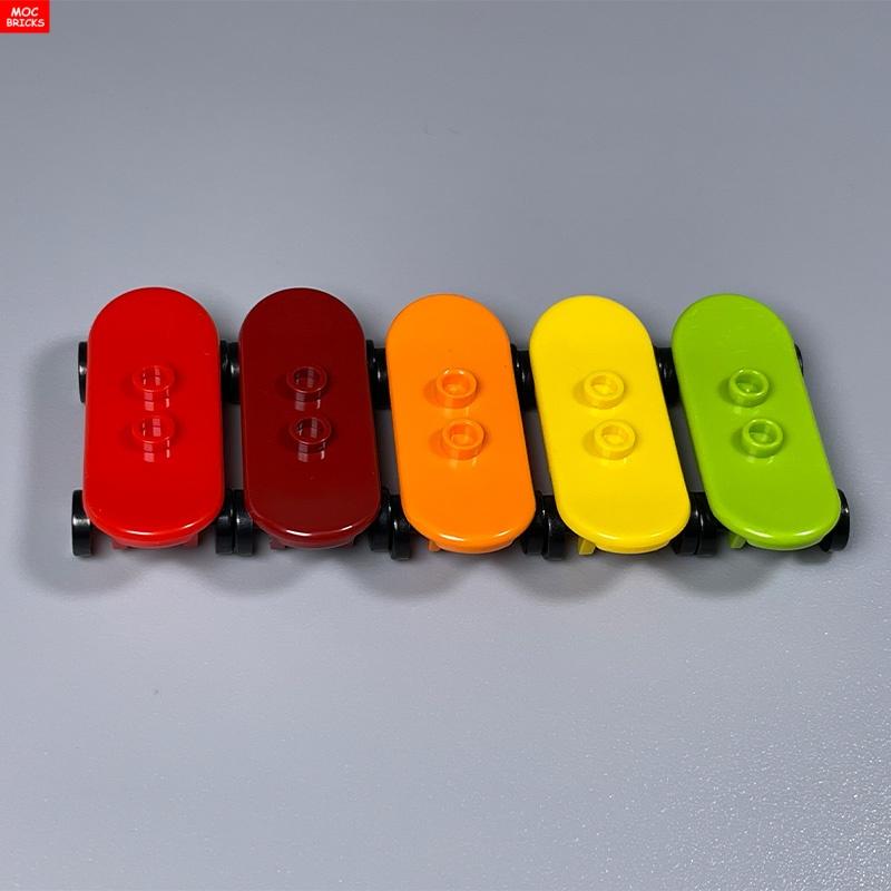Non-Toxic 5Pcs/Lot Moc Bricks Player Skateboard With Trolley Wheel Holders Trolley Building Blocks Fit With 42511&2496 Toys Gifts