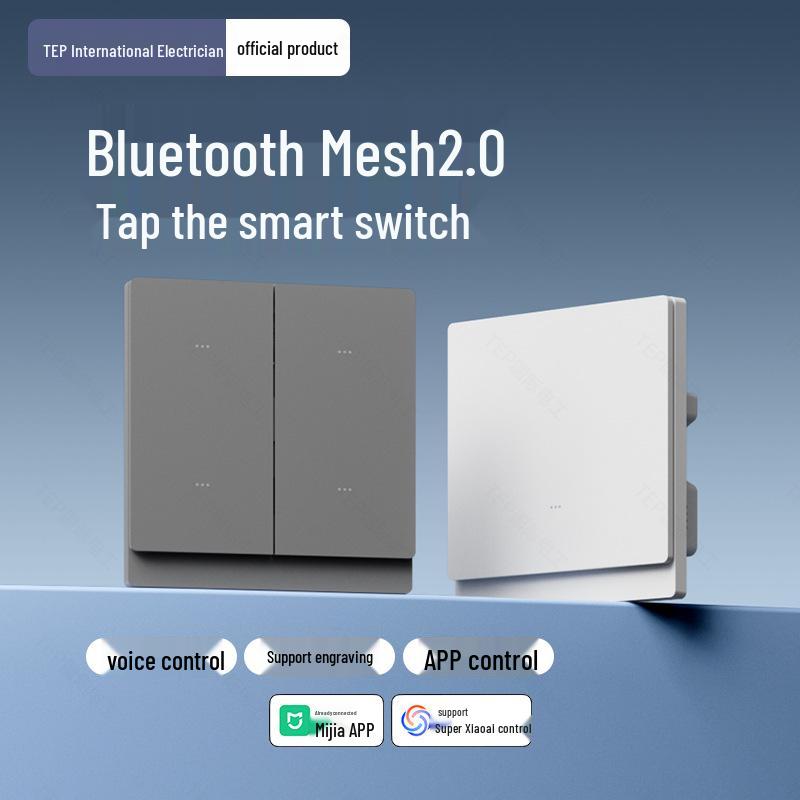 Smart Switch Panel Mesh2.0: Wireless Remote Four-way Dual Control, Pre-connected To Mijia App