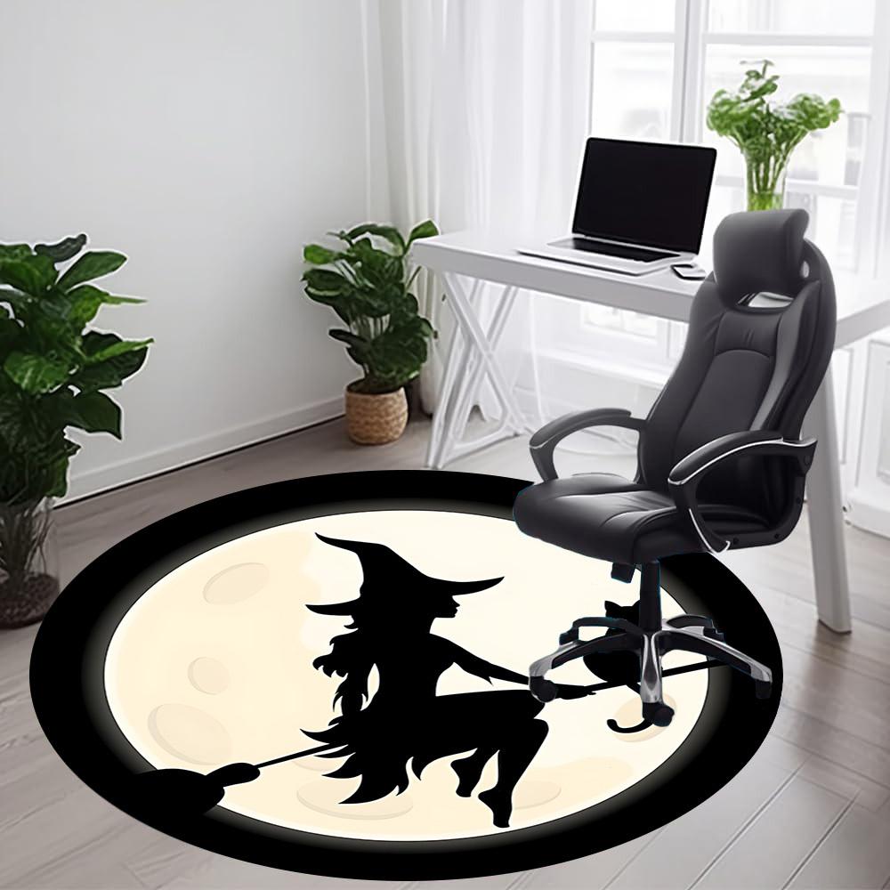 1PC Witch Moon Office Round Area Rug, Mat Suitable For Office, Under Office Chairs Bedroom Living Room Home Decor, Room Deco