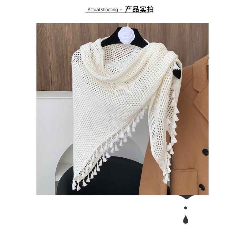 Women S Knitted Solid Color Tassel Versatile Shawl Wrap