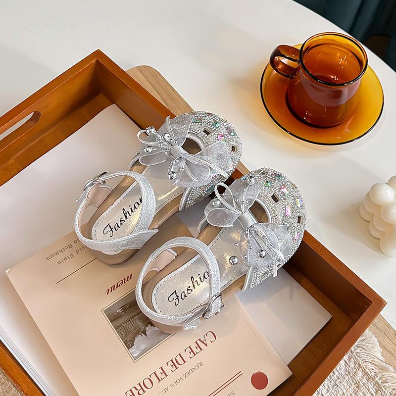 2026 Girls Closed-Toe Princess Crystal Sandals – Stylish Summer Shoes for Big Kids 27